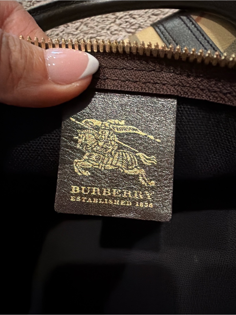 Burberry Beige Plaid Duffel with Dark Brown Trim - Picture 3 of 5